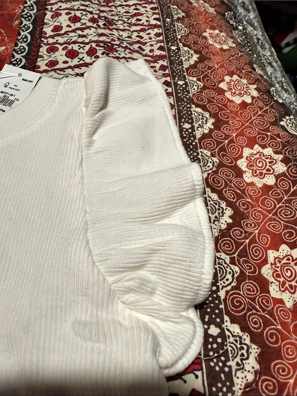 Baby GAP Ribbed Ruffle Sleeve Off-White Top - Picture 5 of 6